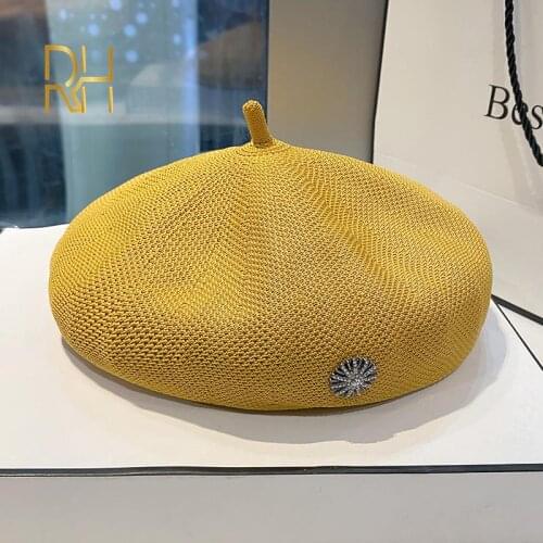 Women Caps Beret Girl Beret French Artist Hand Knitted Imitation Beanie Hat Cap Vintage Plain Elegant Women Navy Caps