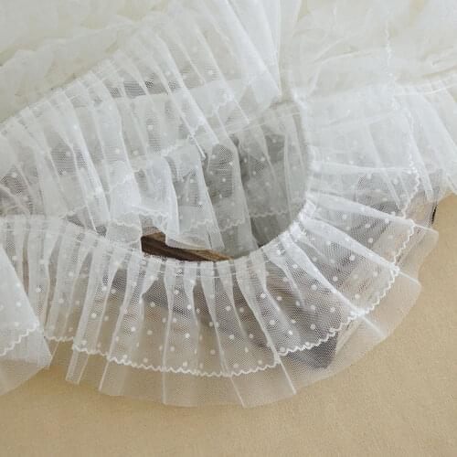 1Yards 91cm Mesh Lace Fabric 10cm Tulle Dot Lace Trim Applique Collar White Black Laces Ribbon Lace Sewing Guipure Crafts VG11