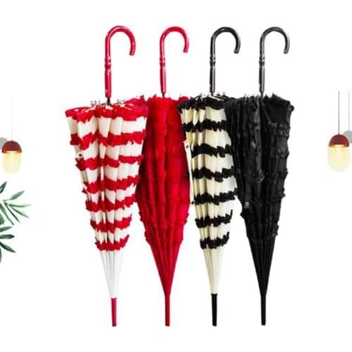 10pcs New Lace Lace Pagoda Umbrella Creative Straight Bar Sunny Umbrella Retro Long Handle Ladys Sunshade Umbrella