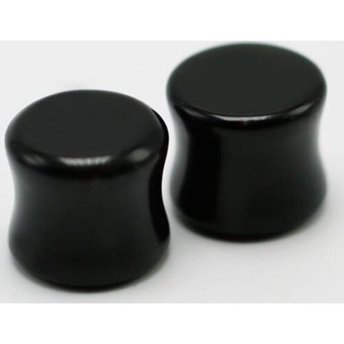 2pcs fashion obsidian black STONE ear gauge plugs 6-16mm expansion stretchers tunnel taper body piercing anti-allergic jewelry