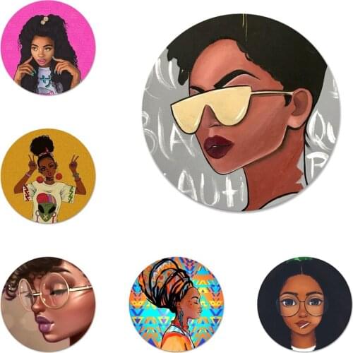58mm Colorful african girl art Badge Brooch Pin Accessories For Clothes Backpack Decoration gift