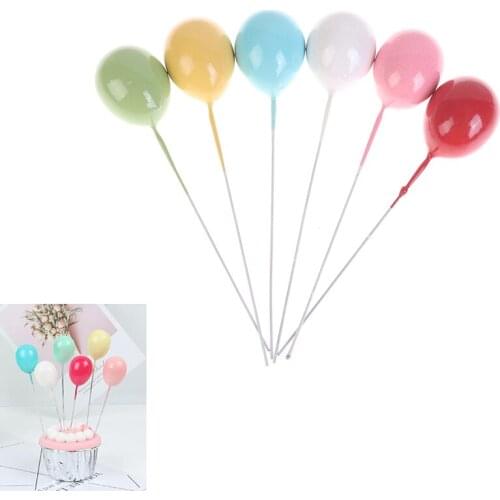 6pcs/lot Cute Foam Balloon Cake Topper Mixed Colors Birthday Wedding Party Cake Decorations