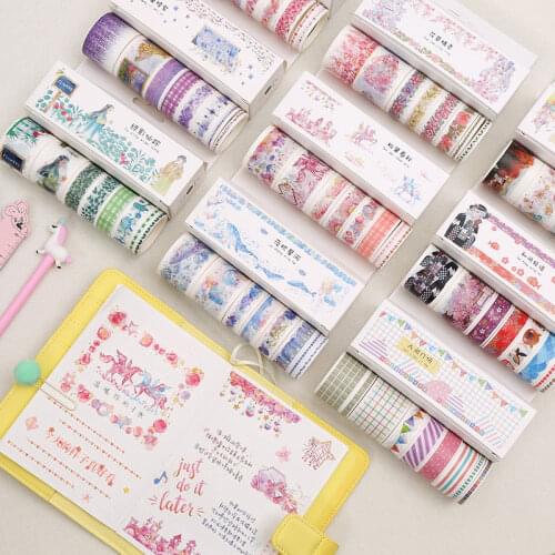8 Pcs/set Unicorn Flower Washi Tape DIY Decoration Scrapbooking Planner Paper Adhesive Masking Tape Label Sticker Stationery