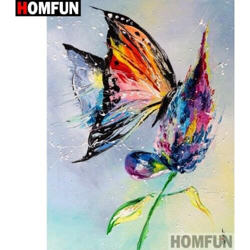 HOMFUN Full Square/Round Drill 5D DIY Diamond Painting "Butterfly flower" Embroidery Cross Stitch 5D Home Decor Gift A30133