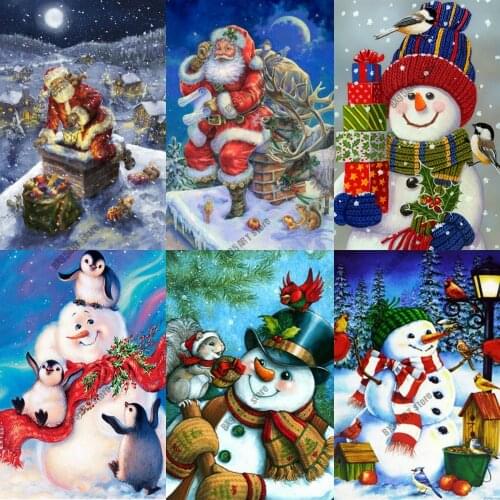 Diamond Painting Diamond Embroidery Full Round Drill Cartoon Cards Santa Claus Mosaic Cross Stitch Kits Christmas Room Decor