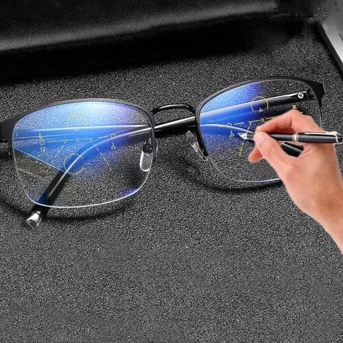Anti-Scratch Progressive Multifocal Reading Glasses Men Women Ultralight Unbreakable Anti Blue Light UV Presbyopic Glasses