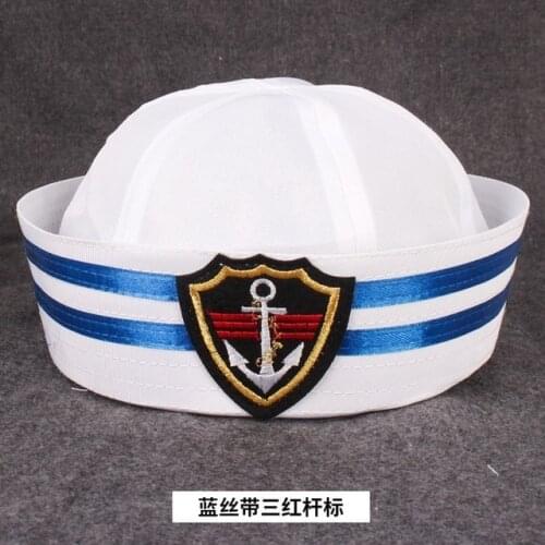 White Sailor Navy Hat Cap with Anchor for Fancy Dress Sailor Marine Doughboy military Cap Hat for Adults / child