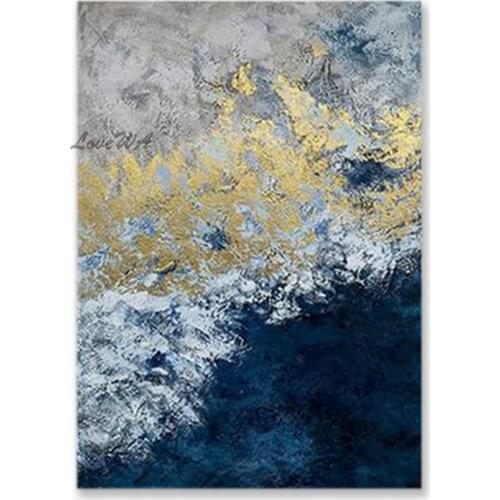 Black Dark Color Abstract Golden Foil Texture Oil Painting Art Canvas Wall Decor Artwork Unframed Hand-painted Acrylic Artwork