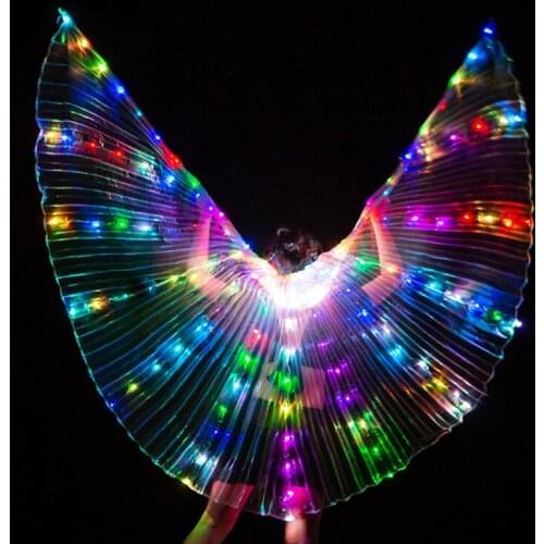 Child 360 Led Wings Adjustable Sticks Stage Performance Props Shining Isis Wings Belly Dance Accessories Carnival Halloween