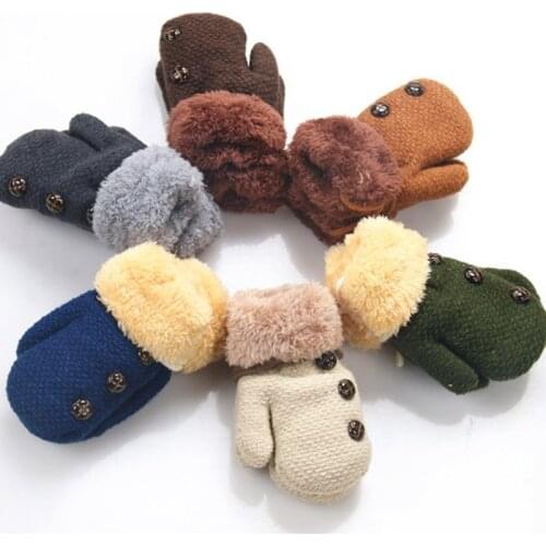 Baby Knitting Warm Soft Gloves Kids Boy Girl Bottons Mittens Children Boys Girls Gloves Soft Knitting Warm