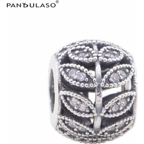 DIY Beads Leaves With CZ Charm Fits Original Silver Bracelets For Woman Sterling Silver Jewelry Beads For Jewelry Making