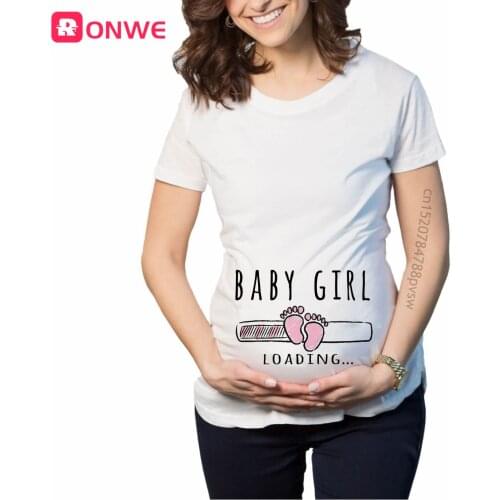 Baby Girl Loading Women Pregnant Printed T Shirt Mom Maternity Short Sleeve Pregnancy Announcement Tops Tee Funny Clothes