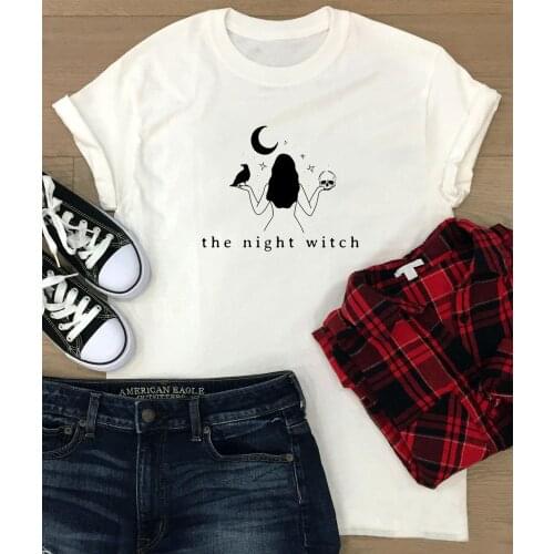 The night witch Gothic t-shirt funny women graphic 100% Cotton quote tumblr Fashion aesthetic grunge unisex tee top tshirts fit