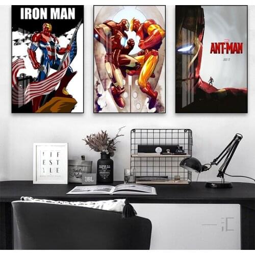 Marvel Catoon Iron Man Canvas Paintings Avengers Movie Superhero Posters and Prints Wall Art Pictures for Living Room Home Decor