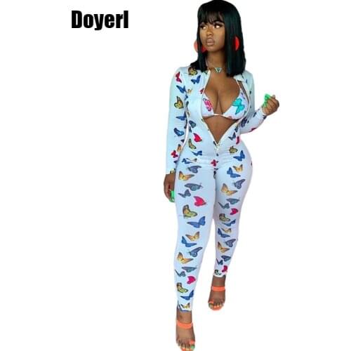 Club Sexy Rompers Womens Jumpsuit Fall Clothes Butterfly Print Long Sleeve One Piece Jumpsuit Bodycon Jumpsuits for Women 2020