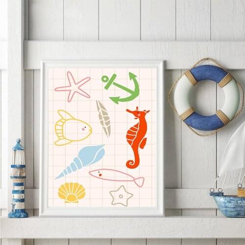 Creative marine organism Canvas Art Painting Picture Print Picture Animal Wall Art Poster Living Room Bedroom Home Decor