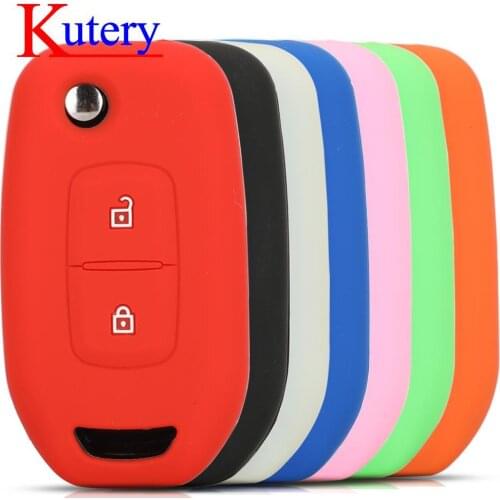 Kutery 10PCS 2 Button Silicone Case For Renault Logan 2 Stepway Sandero Duster Remote Smart Car Key Cover Protection Replacement