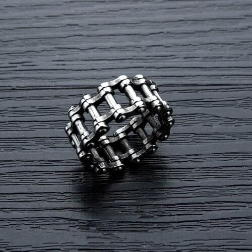 Fashionable Street Retro Personality Bicycle Chain Ring Mens Silver Color Adjustable Ring Tourist Souvenir Festival Gift
