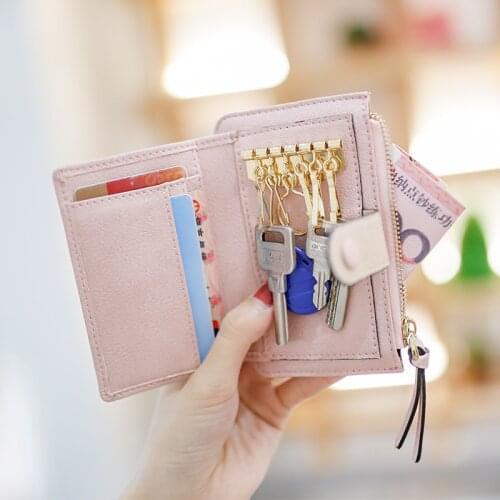 Fashion Leather Key Wallet Women Car Key Purse Multifunction Coin Purse Clutch Wallet Simple Card Holder Key Case Bag