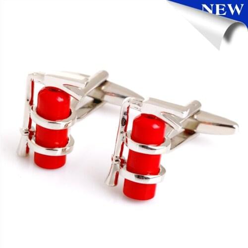 Mens Fashion Red Fire Extinguisher Cufflinks Mens Shirts Cufflinks Jewelry Wedding Gift Accessories