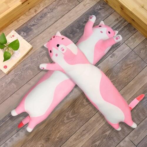 50/70/90cm Stuffed Toys Long Cotton Cute Cat Shape Doll Comfort Plush Toy Soft Sleeping Pillow JS22