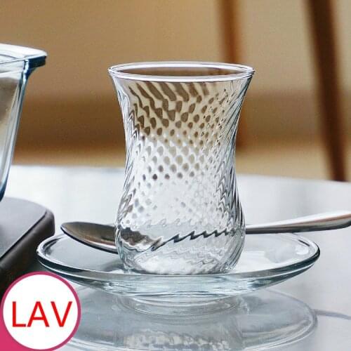 LAV Exquisite Grid Pattern Turkey Black Tea Cup Saucer Sets Turkish Coffee ESPRESSO SHOT Glass Scented Tea Drinking Mug Teacups