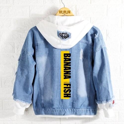 New Spring banana fish hoodie Anime Aslan Jade Callenreese Jeans Coat Men Women Fashion Denim Jacket