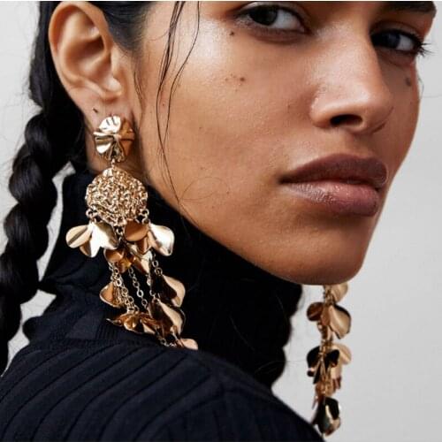 SHIFEEL 2019 New Arrival Occident Fashion Brand Style Hyperbole Alloy Flowers Tassels Drop Earrings Bohemia Long Pendients