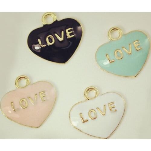 10pcs RUIDAY Heart Love Floating Enamel Charms Alloy Pendant For Necklaces/bracelets DIY Female Fashion Jewelry Accessories