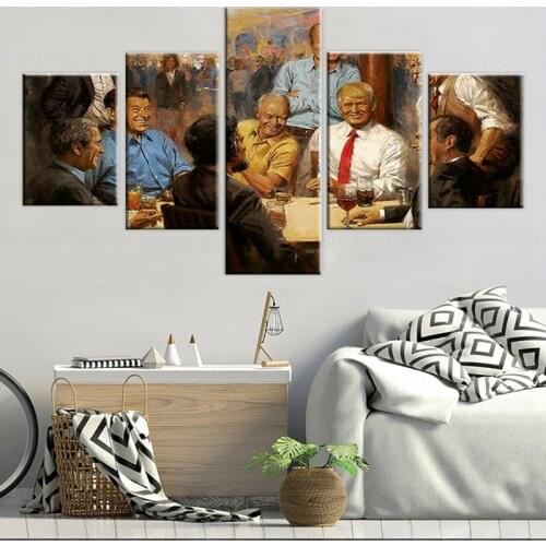 5 piece Posters and Prints New Donald Trump President Hot Painting Great USA Art Poster Canvas Painting Home Decor with frame