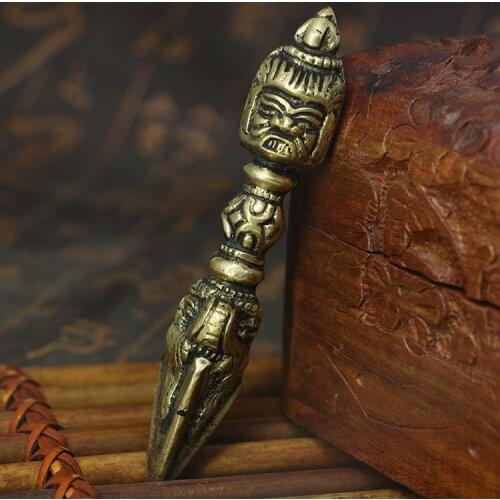 Religious Buddhist Tantric Vessel Nepalese Handmade Copper Material Diamond Lower The Devil Loose 9cm In Length Home Decoration