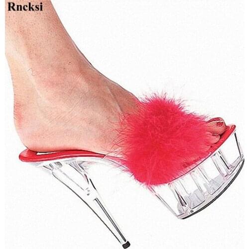 Rncksi New Crystal Bride Wedding Shoes Performance Slippers 15 High-Heeled Women Shoes 6 Inch Party Special Stripper Shoes