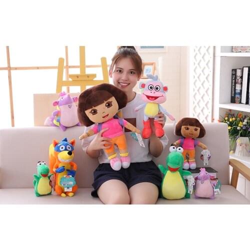 26cm Dora the Explorer monkey Fox Soft Plush doll Backpack Rescue Bag with Map, Purple pink color free shipping