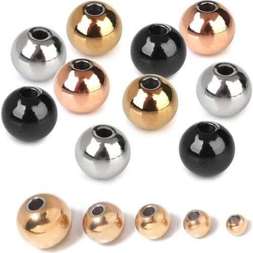 SAUVOO 20pcs/Lot 3-8mm Stainless Steel Hole Beads Spacer Beads Spacer Loose Beads For Diy Jewelry Making Accessories Charms