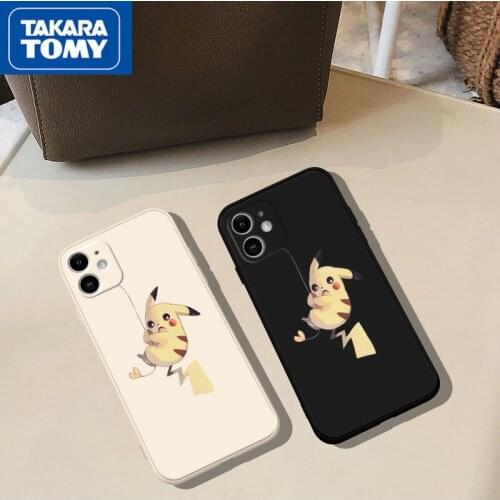 TAKARA TOMY Pokemon Pikachu Shatter-resistant Phone Case for IPhone 6S/7/8P/X/XR/XS/XSMAX/11/12Pro/12min Phone Couple Case Cover
