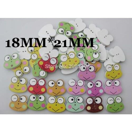 WBNLAV decorative buttons mixed colors 100pcs Frog 21mm*18mm wood button flatback