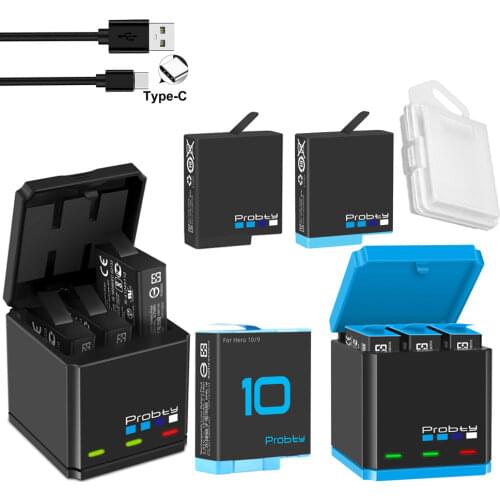 For GoPro Action Sports Camera 1850mAh Battery 3 Card Slot LED Fast Charger For Go Pro Hero 9 8 7 6 5 Black Accessories