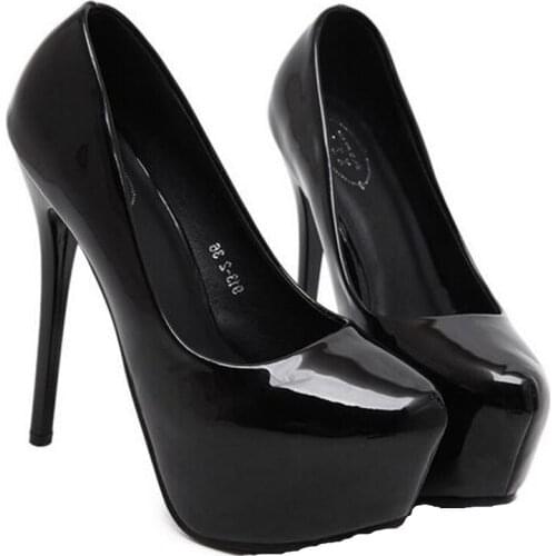 Super High 14cm Shallow Mouth Wild Single Europe Waterproof Platform Nightclub Fine Round Head Womens Shoes 2019 Summer Autumn