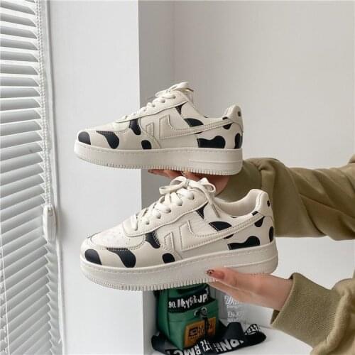 Cow pattern Lolita Sneaker Women Harajuku Cute Round Head Shoes College Style Casual Street Japanese Shoes Women platform shoes
