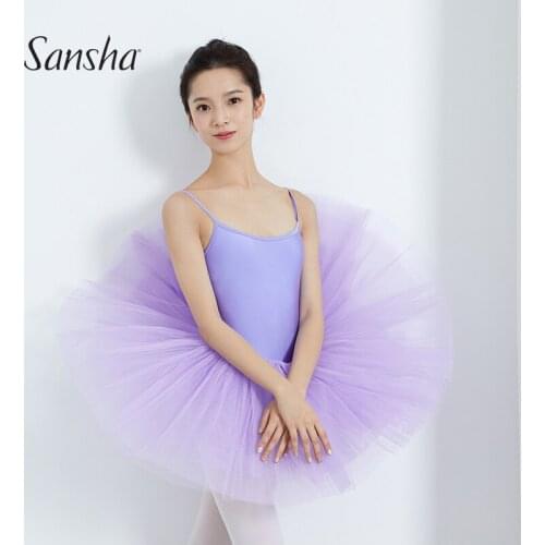 Sansha Womens Camisole Short Tutu Dress Multi-layers Tulle Nylon Spandex Girls Professional Performance Tutu Dance Dress TF101N