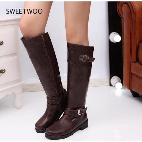 Winter Warm Fur Knee High Boots Womens Snow Boots High Heels Side Zipper Female Shoes Black Brown green Large Size43