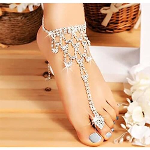 1PC Hot Fashion Women Crystal Barefoot Sandals Beach Wedding Foot Anklet Anklets Summer Beach Jewelry Accessories Decoration