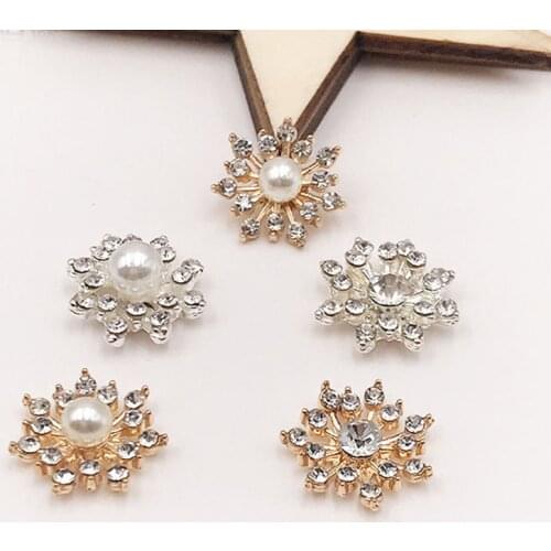 10pcs/lot Snowflake Buttons 1.6cm Metal Button Flatback Plating for Girl Hairpin Accessories Jewelry Craft