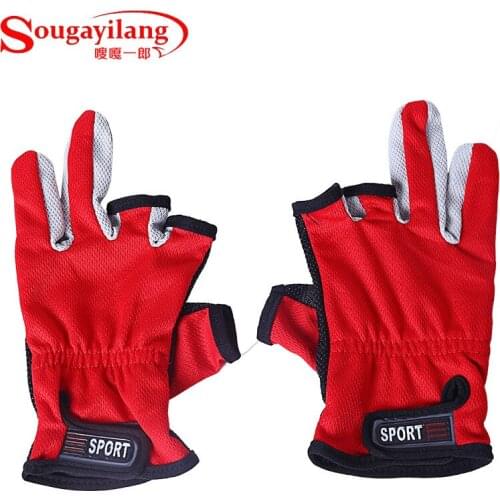 100pairs/lot Trulinoya Fishing Gloves Outdoor Sports Breathable Anti-slip Gloves 3 Low-Cut Fingers Fishing Gloves
