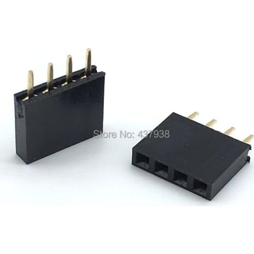 100pcs 2.54mm 1x4P Pin Header Female Single Row Straight Pin Header Strip 1*4 Pin Connector