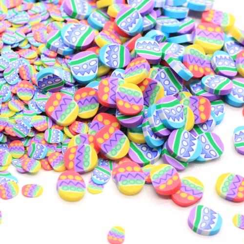 200/100g Small Big Size Kawaii Easter Egg Shaped Polymer Clay Slices Happy Easter Egg Clay Sprinkles Charms