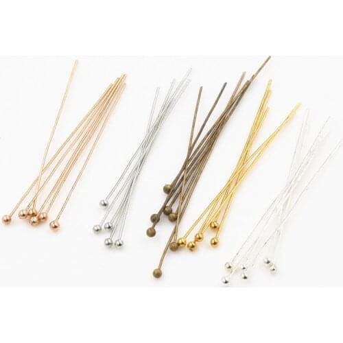 200pcs/lot 16 20 25 30 40 45 50mm Silver Color Metal Ball Head Pins For Diy Jewelry Making Head pins Findings Dia 0.5mm Supplies