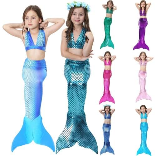 3PCS Summer Toddler Infant Baby Kids Girls Sleeveless Swimsuit Bathing Suit Bikini Fish Tail Set Mermaids Costume Biquinis#g4