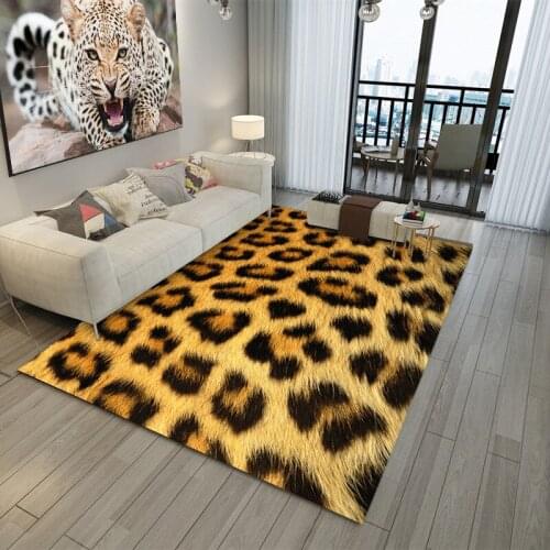 3D Leopard Zebra Cattle Tiger Carpet Animal Fur Printed Carpet Floor Mat Living Room Decorative Carpet Bedroom Carpet Bathroom M