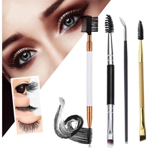 4 Models Single Double Head Eyebrow Eyeliner Dual-use Makeup Brush Eyebrow Eyelash Eyeliner Brushes Beauty Makeup Cosmetics Tool